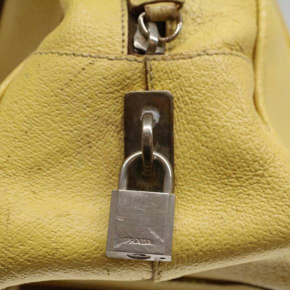 PRADA Hand Bag Leather Yellow Auth cl744 - Picture 9 of 16